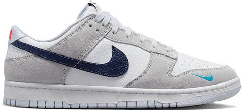 nike dunk low white grey navy men's aqua mini swoosh|Nike dunk shoes.